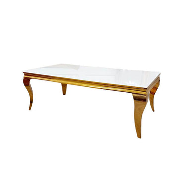 Elegant Louis Gold Coffee Table with Chic White Glass Top – Luxury Living Room Centrepiece - UK Luxury Furniture
